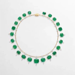 Vintage Cushion Emerald Necklace