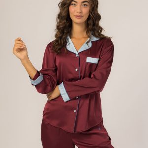 Keleigh Teller Women's Grace PJ Long Sleeve Set (Merlot)