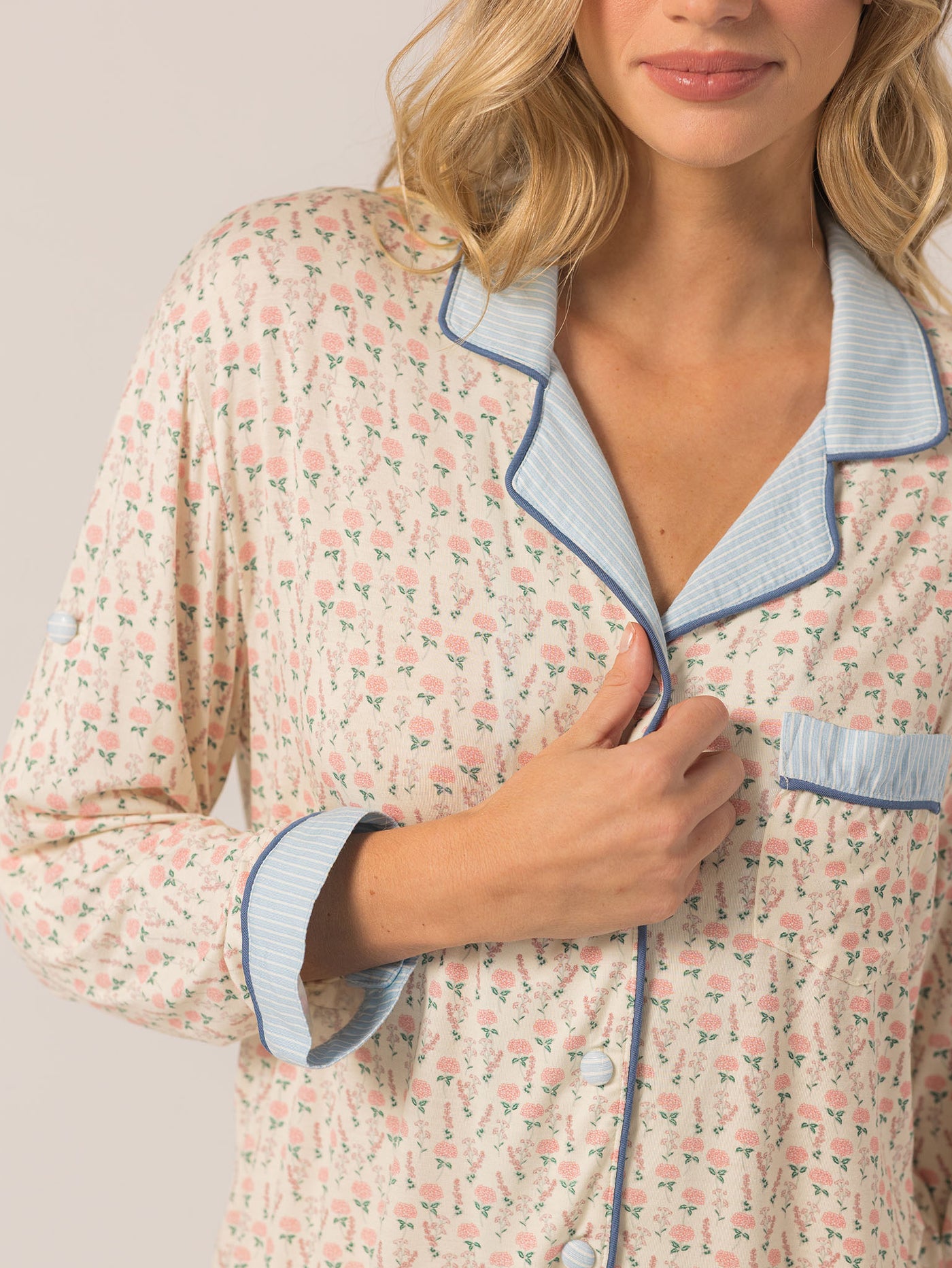 Keleigh Teller Women's Rose PJ Long Sleeve Set (Hydrangea)