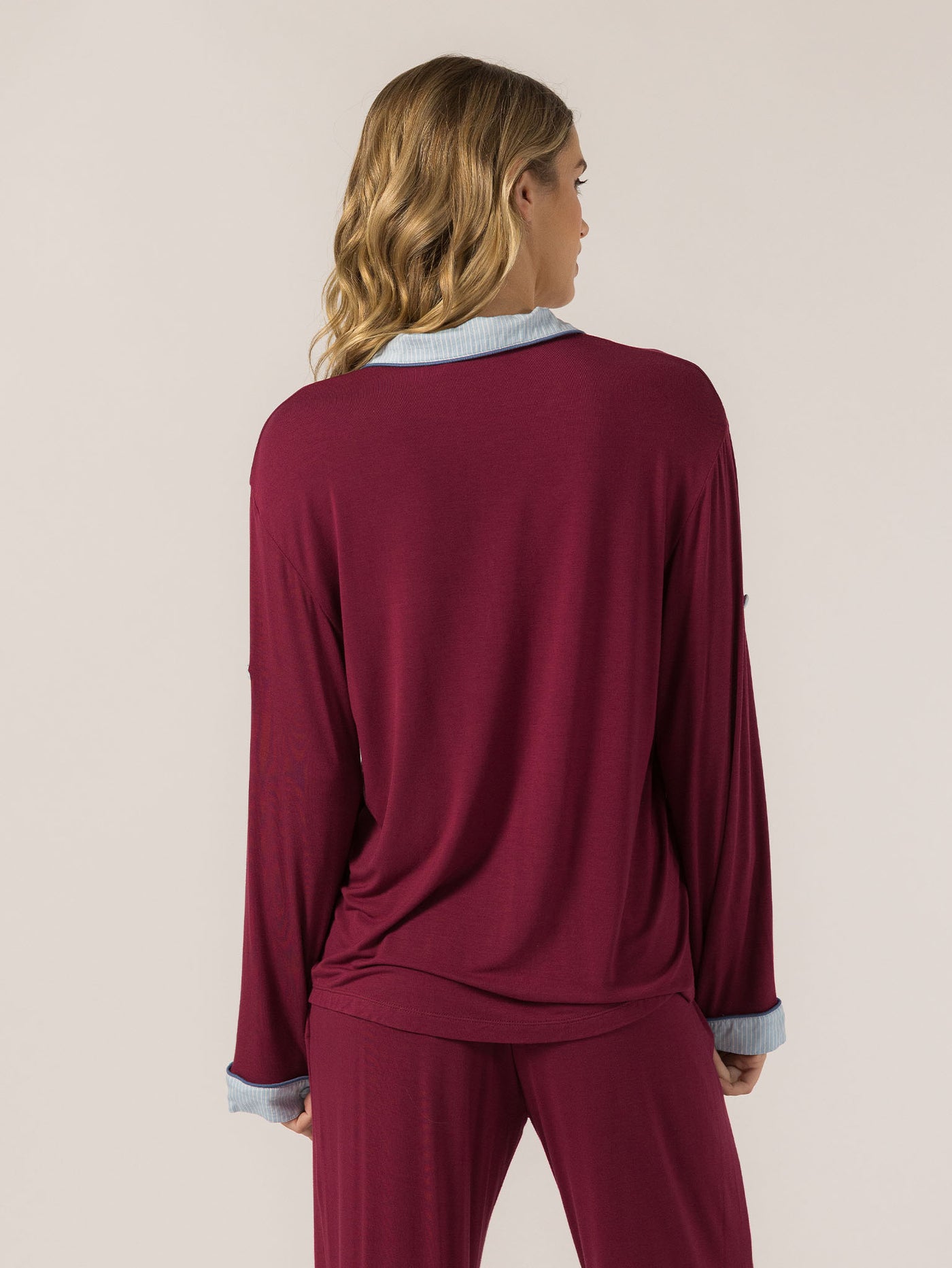 Keleigh Teller Women's Rose PJ Long Sleeve Set (Merlot)