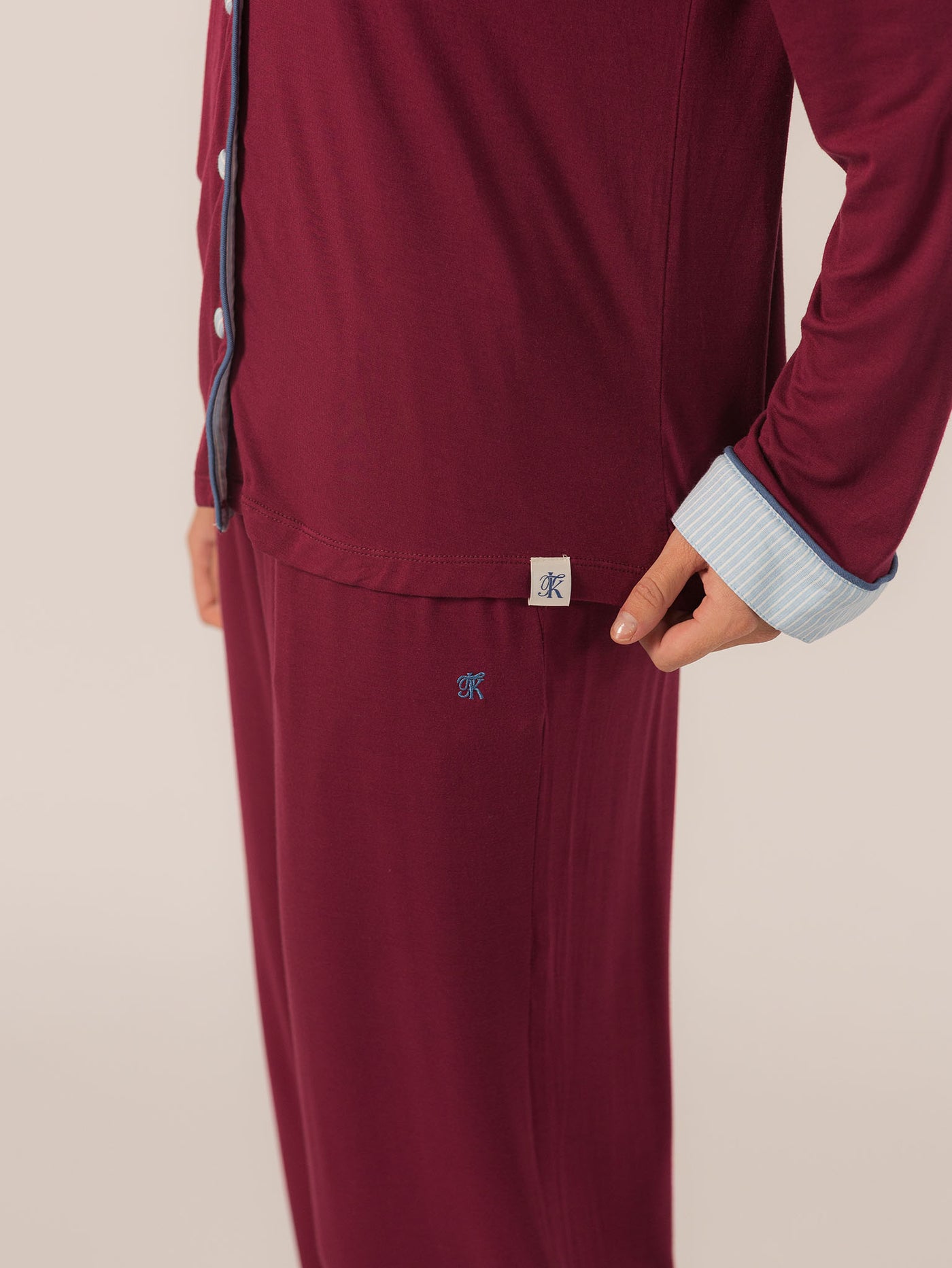 Keleigh Teller Women's Rose PJ Long Sleeve Set (Merlot)