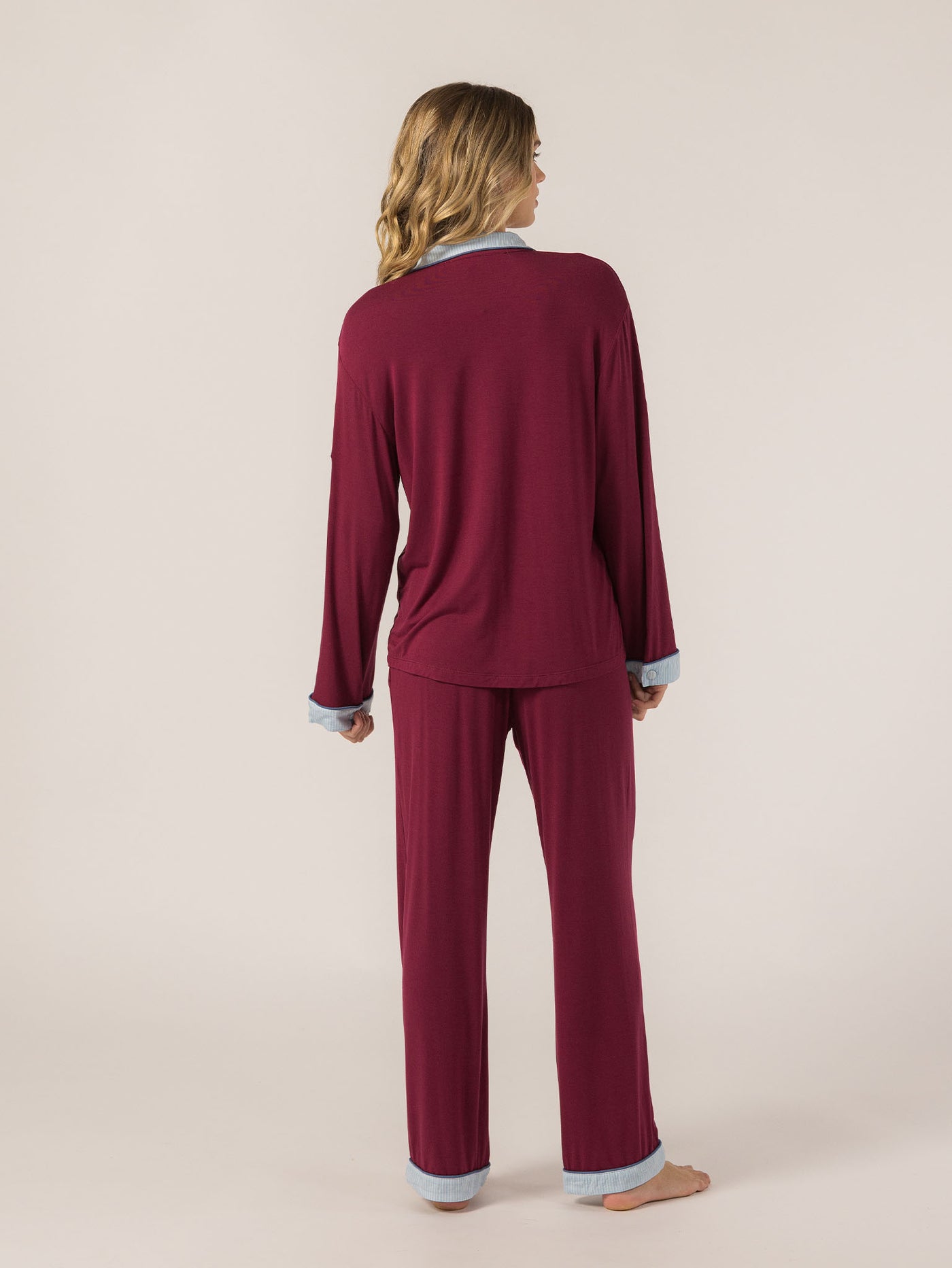 Keleigh Teller Women's Rose PJ Long Sleeve Set (Merlot)